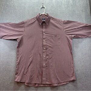 IZOD All Over Stretch Regular Fit Men's XL Red Plaid Button Down Shirt
